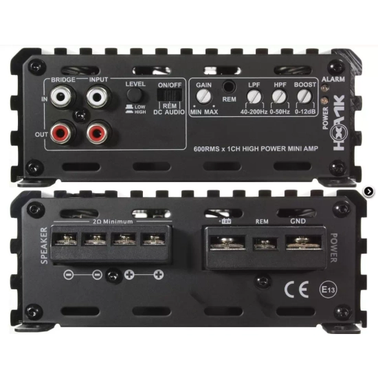 Excursion HXA-1K – 1-kanałowy wzmacniacz mocy samochodowy klasy D do systemów car audio - moc RMS: 1x400/600W, wej. High/Low, Auto On/Off, cyfrowy D,